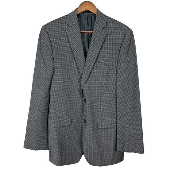 CALVIN KLEIN Blazer Jacket Sports Coat Men 38R Gray Check 100% Wool Professional - Picture 1 of 16